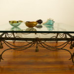 Sea Horse forged iron and glass table c1950